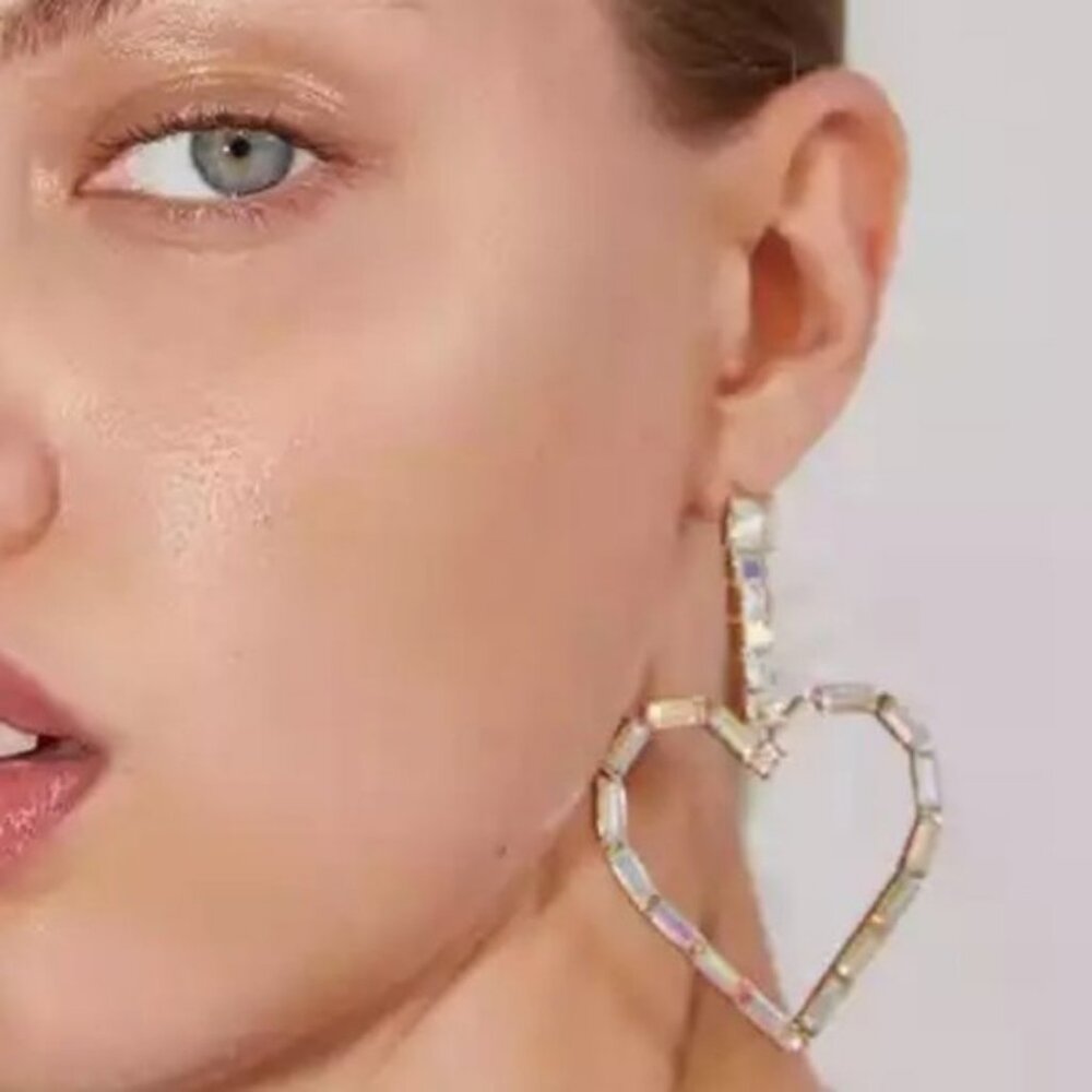 HEART Earrings with Clear Crystals Color Trendy Jewelry